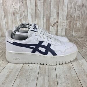 Asics japan s pf Court Platform‎ Sneakers White Navy Blue Fashion Shoes Size 9.5